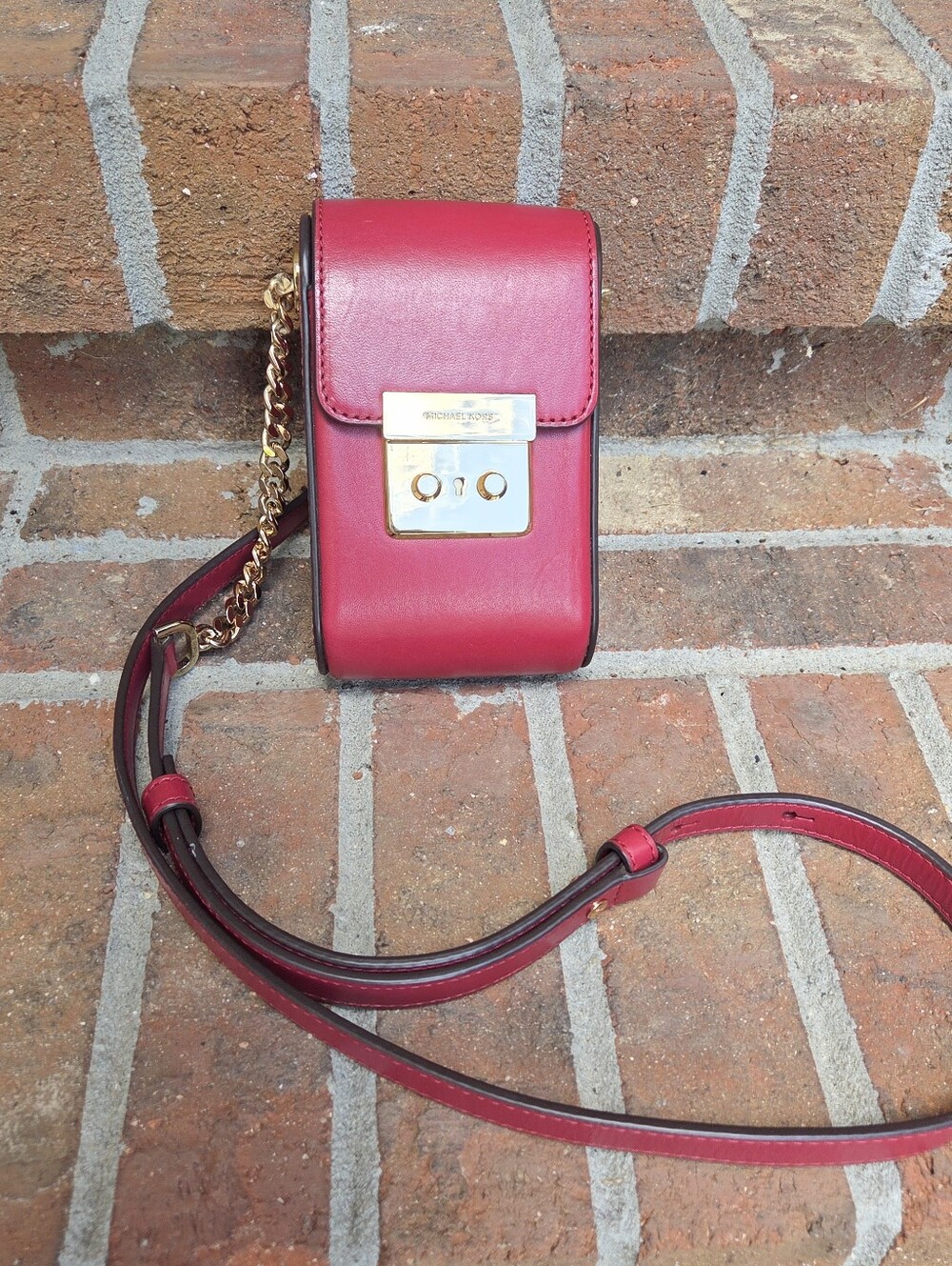 Michael Kors Red Scout Leather Crossbody Bag